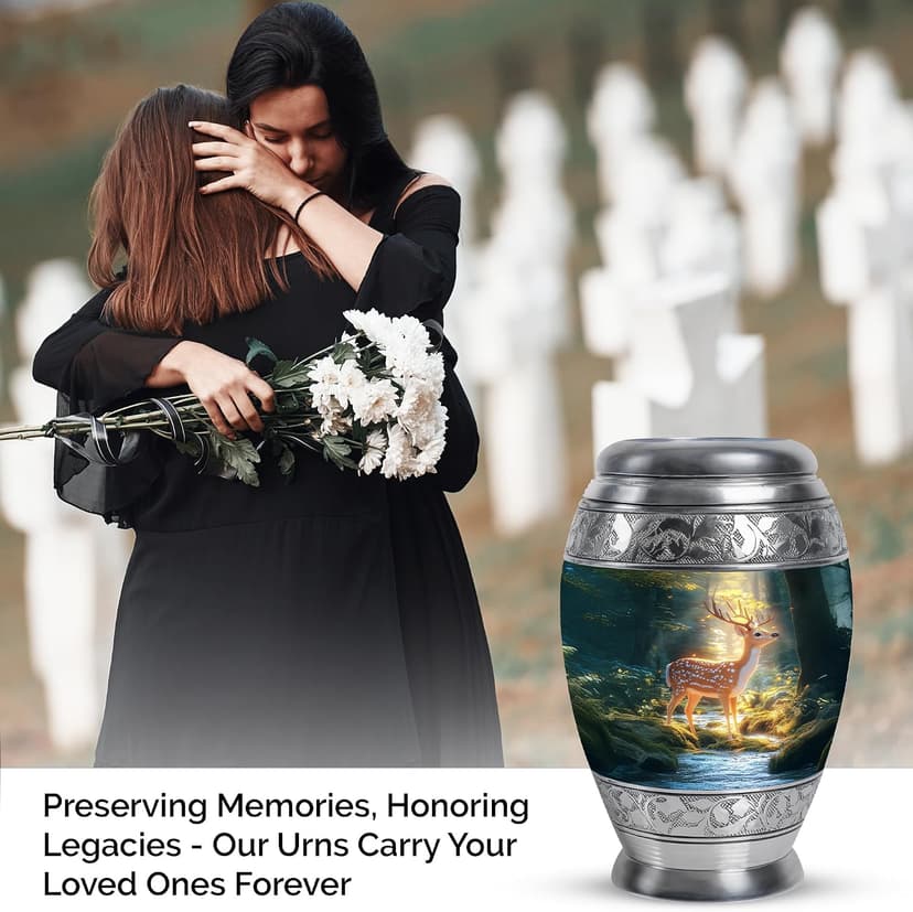Deer Urn Ashes, Burial & Funeral for Adult Remains, Memorial Gift for Men & Women, Handcrafted, Cremation Urns for Human Ash Small, Green, 3 Inch B0F67DZ9FG