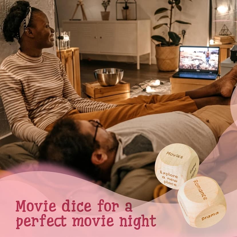 5 Year Anniversary Wood Gift for Him Her - 5th Anniversary Wedding Gifts for Wife Husband, Five Years of Marriage Date Ideas, Wooden Game Date Night Dice for Couples