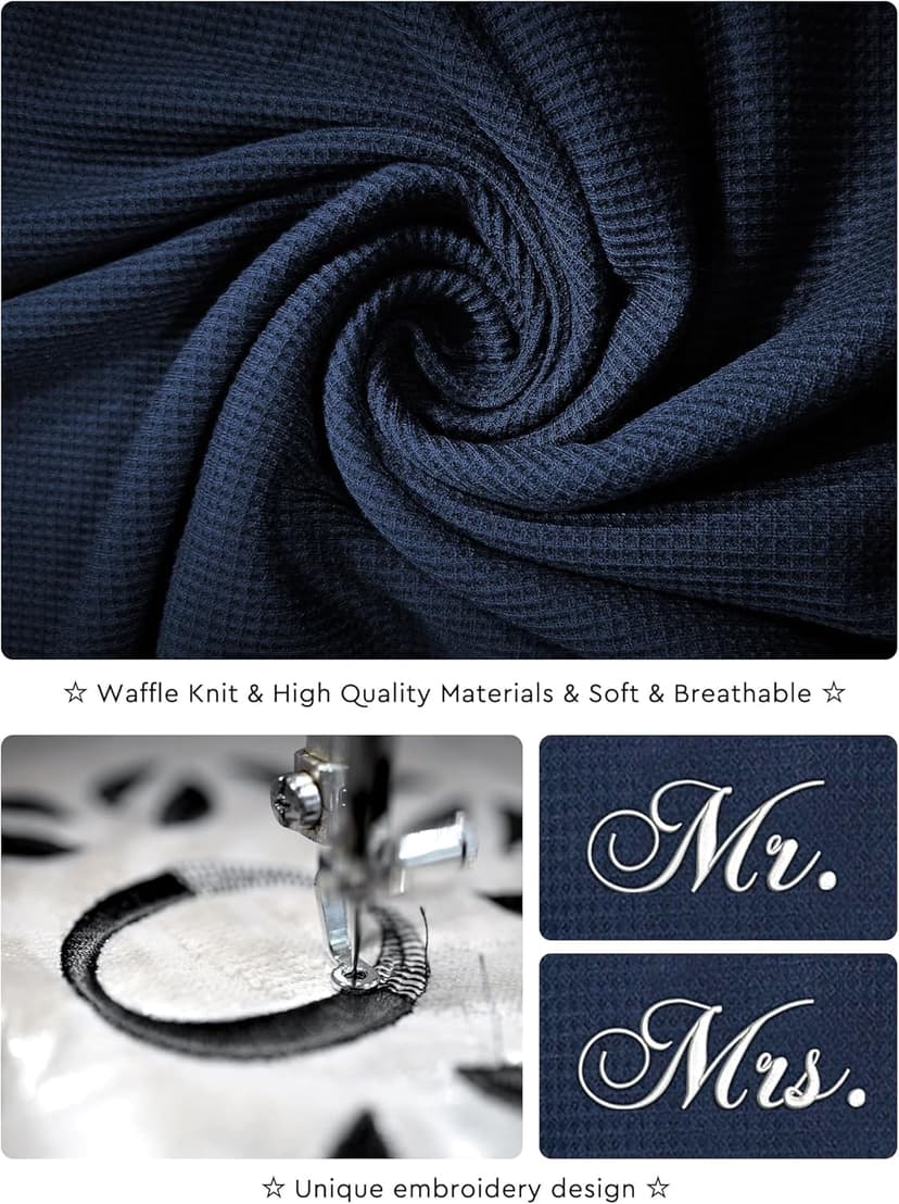 AW BRIDAL Mr and Mrs Waffle Knit Robe Set for Wedding Engagement Gifts, Anniversary Matching Robes for Couples, Women and Men