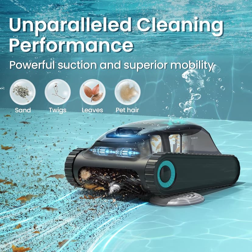Aiper Scuba S1 Robotic Pool Cleaner – 4500GPH Suction, Wall & Waterline Cleaning, 4 Modes, Smart Wavepath Navigation, 150-Min Runtime, Pool Vacuum for Inground Pools