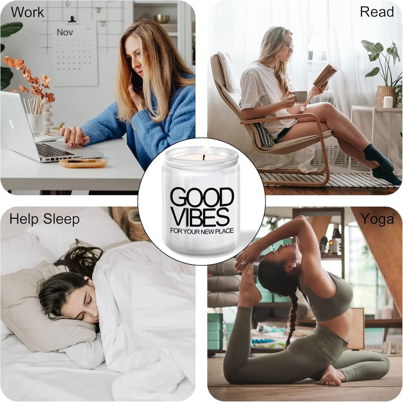 House Warming Gifts New Home, New Home Gifts, Good Vibes Candle, New House Essentials Best Presents for Women Couple Friends - Lavender Candles