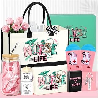 Nurses Week Gifts Birthday Gift for Nurses Gifts, Nursing Student with Canvas Bag Socks Affirmations Cards 16 Oz Can Glass DOGMEM Nurse Gifts Nurse Appreciation Gift Set for Women B0CY2C791K