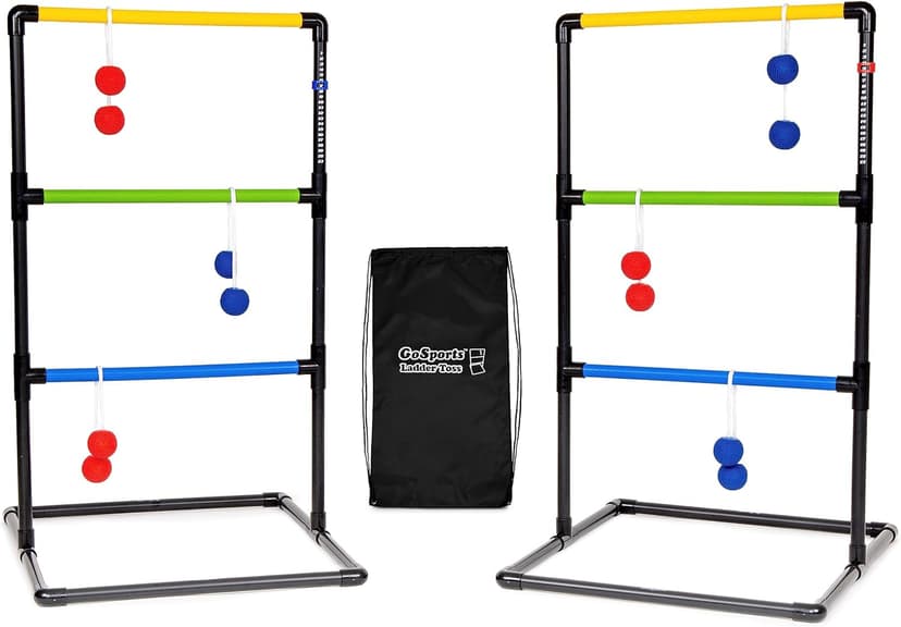 GoSports Ladder Toss Indoor & Outdoor Game Set with 6 Soft Rubber Bolo Balls and Travel Carrying Case - Choose Pro or Classic