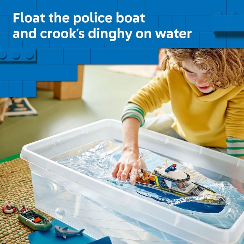 LEGO City Police Boat Chase Building Toy for Kids - Pretend Play Set for Boys & Girls, Ages 6+ - Building Blocks W/ 2 Floating Boat Toys for Playtime & Bath Time - Gift Idea for Birthdays- 60456 B0DRW6J866