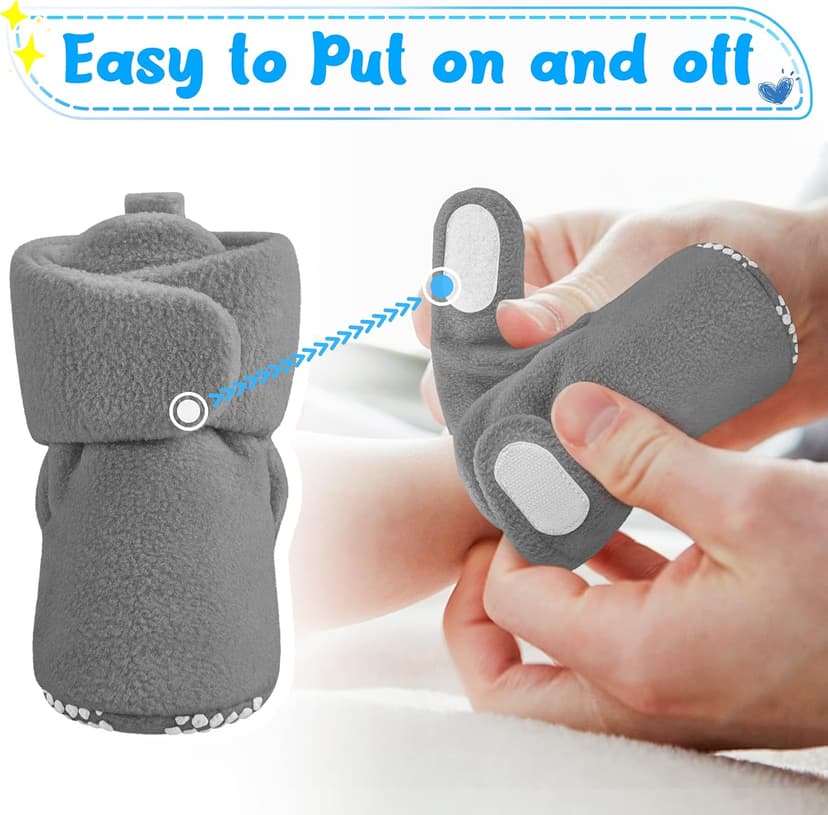 Pro Goleem Fleece Baby Booties, Warm Cozy Baby Slippers, Stay On Sock Shoes, Easy to Put on, Unisex Baby Gifts, Soft Non-Slip Adjustable Newborn Boots for Boys and Girls