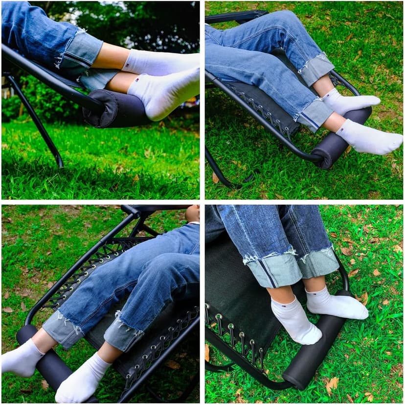 2 Pack Zero Gravity Chair Foot Rest, TOPJUM Footrest Cushion for Anti Gravity Folding Recliner, Footrest Padding for Patio Lawn Outdoor Chair, Lounge Accessory for Tall User (Black - Set of 2)