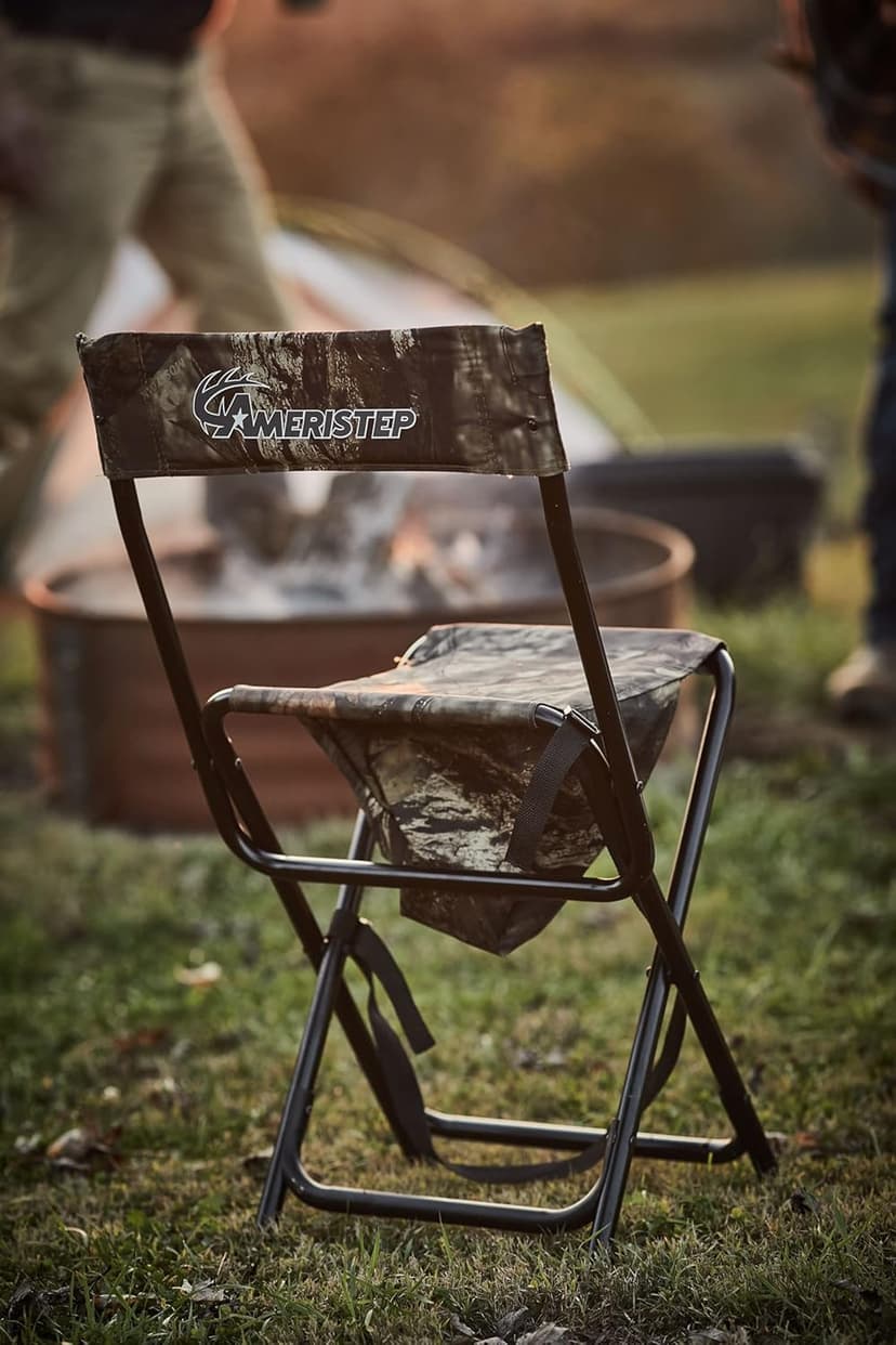 AMERISTEP Hunting Foldable Design Portable Lightweight High-Back Blind Chair with Backrest, Mossy Oak Break-up Country