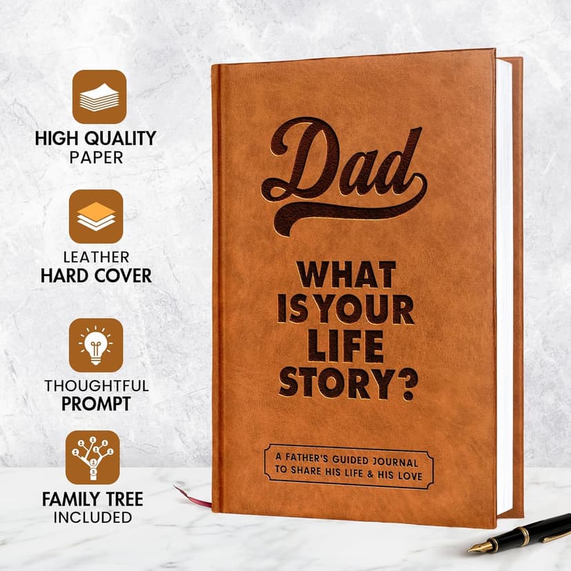 Gifts for Dad from Daughter, Son - Personalized Father's Day Gifts for dad, Husband, Men - Dads Birthday Gift Ideas, Birthday gifts for dads - Dad Story Book to Fill Out, Dads Guided Journal Life Story