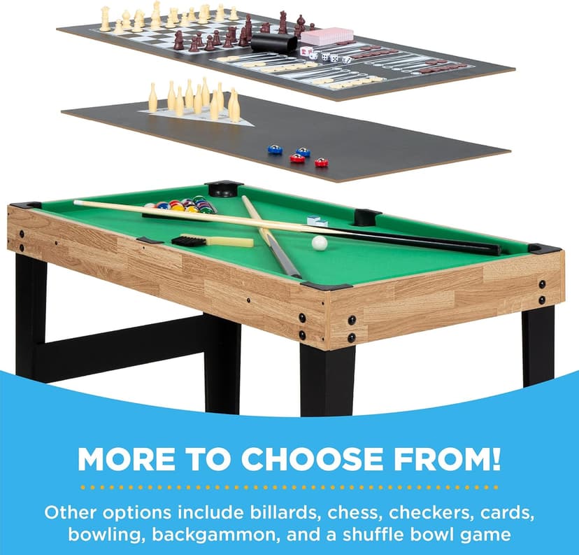 Best Choice Products 2x4ft Combo Game Table Set for Home, Game Room, Friends & Family w/Hockey, Foosball, Pool, Shuffleboard, Ping Pong, Chess, Checkers, Bowling, and Backgammon