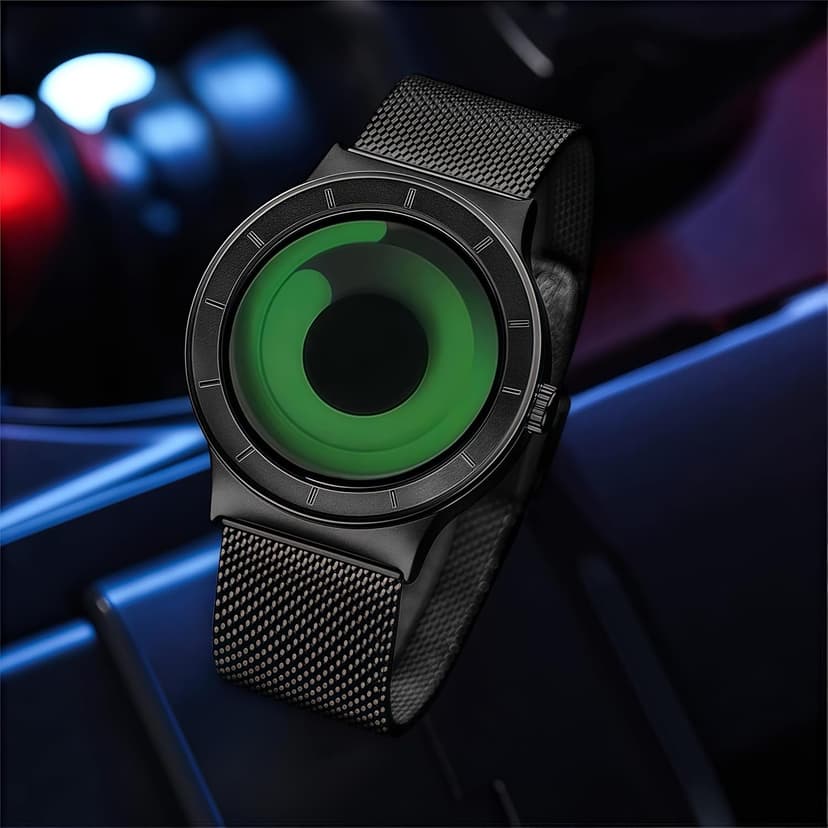 MASTOP Watches for Men Fashion Creative Liquid Movement Original Design Starry Sky Vortex Watch Men Steel Mesh Men's Watch Clock Round Unique Wristwatch Minimalist Gradient Color