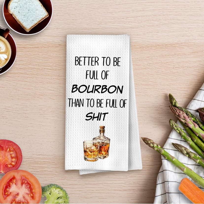 Funny Whiskey Kitchen Towels 16x24 Inch, Bourbon Gifts for Men Women Decorative Hand Towels, Alcohol Lovers Gifts Dish Tea Bar Towel for Kitchen Bar Cart Decor