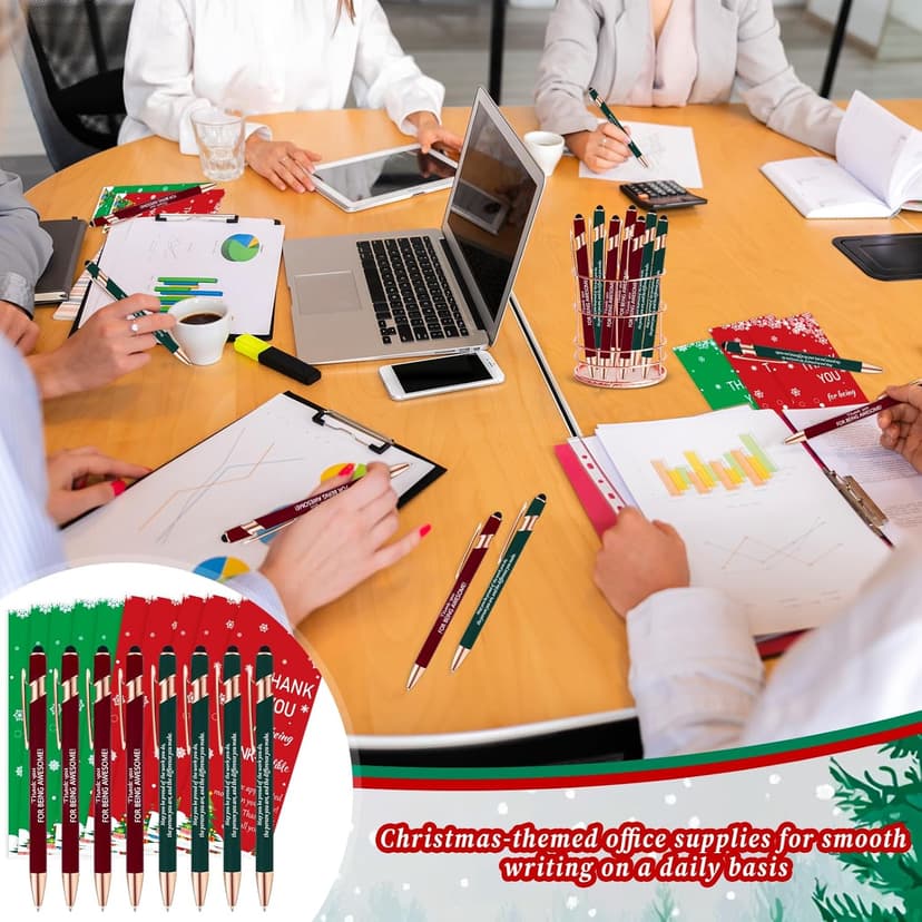 CZWZ 30 Pack Christmas Employee Appreciation Gifts Set, Thank You Pens with Appreciation Cards, Inspirational Ballpoint Pens for Staff Recognition Coworkers Teachers Christmas Thank You Gifts