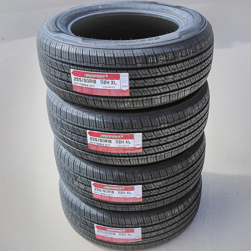 Set of 4 (FOUR) Landspider CityTraxx H/T All-Season Truck/SUV Highway Radial Tires-255/60R18 255/60/18 255/60-18 112H Load Range XL 4-Ply BSW Black Side Wall UTQG 480AA