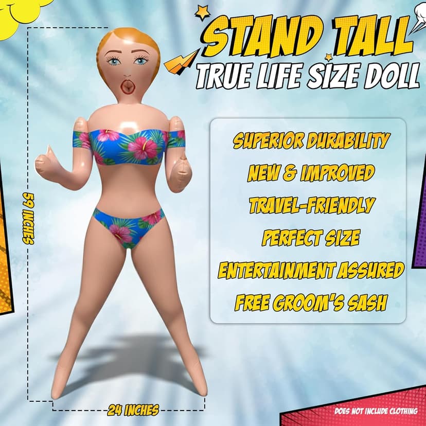 Inflatable Doll with Groom Sash - Bachelor Party Favors - Bachelor Party Decorations - Bachelorette Party Favors - Gag Gifts - 60" Blondi Care