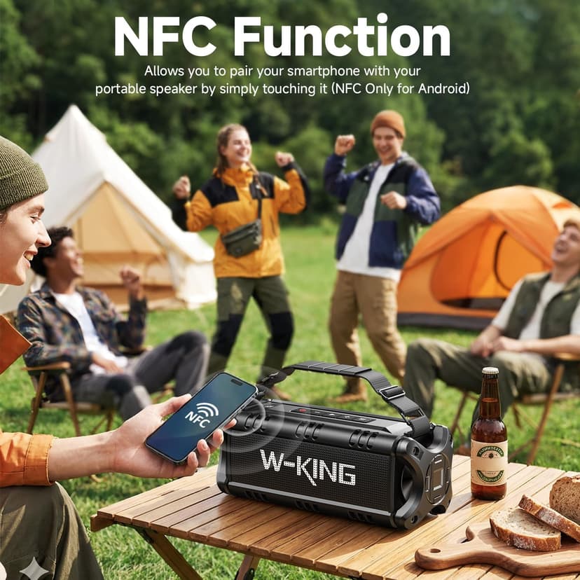 W-KING Bluetooth Speaker, 90W Max Portable Outdoor Speaker Loud, IPX6 Waterproof/50W Deep Bass Subwoofer/40H/EQ/Dual Pairing/TF/AUX, Large Boombox Speakers Bluetooth Wireless for Party/Beach/Jobside