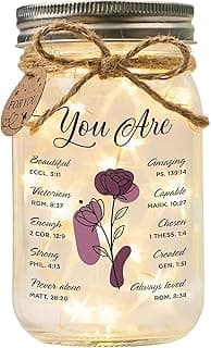 Thanksgiving & Christmas gift for women, inspirational fairy light night light for mom, sister & best friend birthday decor Christian Gifts for Women, Religious Faith You Are Loved Mason Jar Keepsake B0FMDS13CM