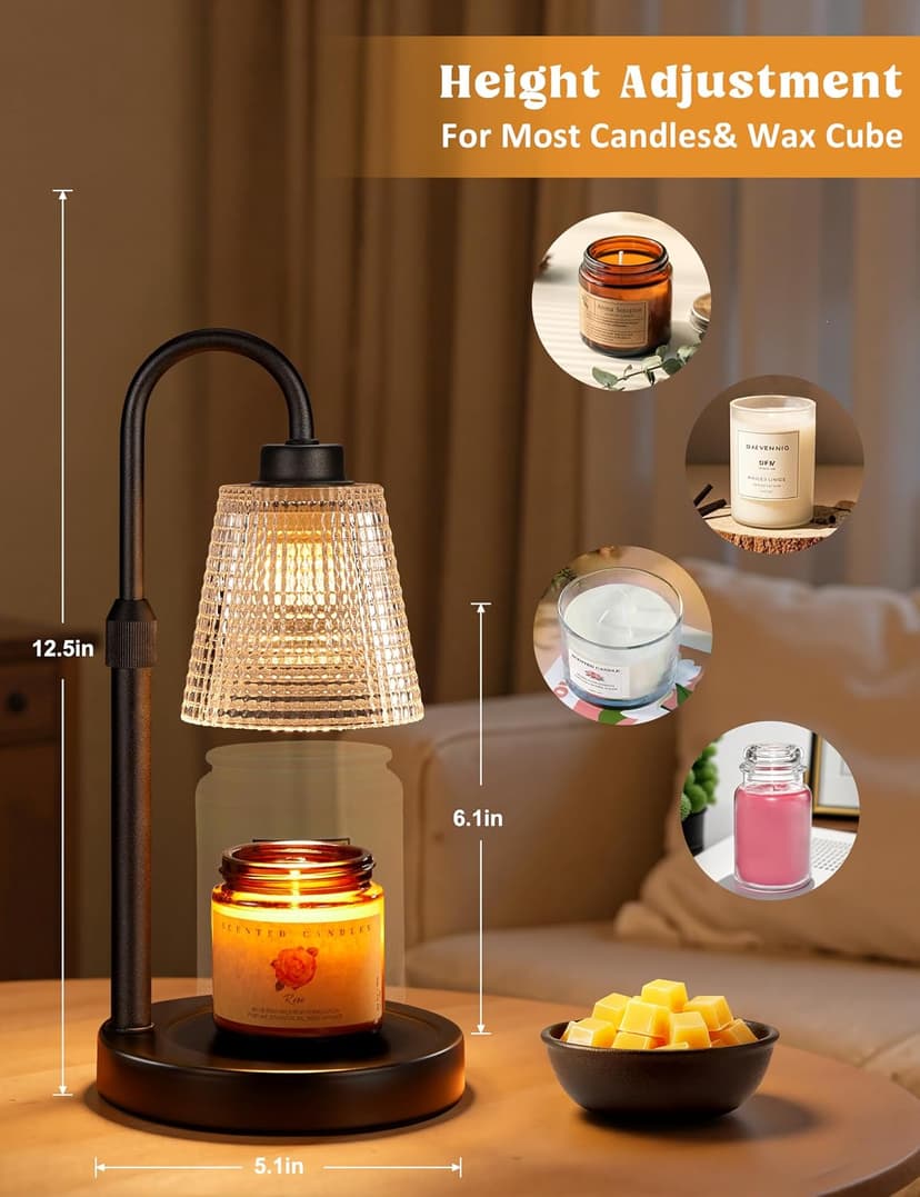 Dimmable Candle Warmer for Jar Candles, Height Adjustable Wax Warmer,Halloween Decorations House Warming Gifts New Home Innqoo Candle Warmer Lamp with Timer Home Decor Birthday Gifts for Women B0DZFGTCLR