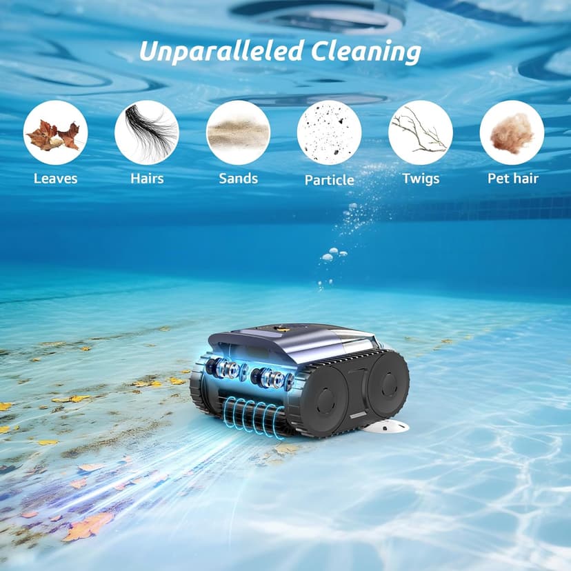 (2025 New) Cordless Robotic Pool Cleaner, Robotic Pool Vacuum for Inground Pools, Floor, Wall, Waterline and Drain Cleaning, 180 min Battery Life for Pool Up to 2150 Sq.ft
