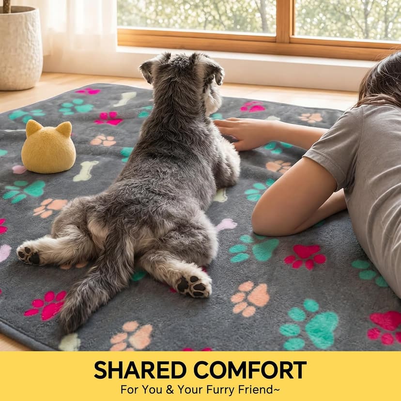 Luciphia 1 Pack 3 Blankets Fluffy Premium Fleece Pet Blanket Flannel Paw Printed Throw for Dog Cat(Small 23x16'', Grey/Brown/Blue) B09PFN1KR8