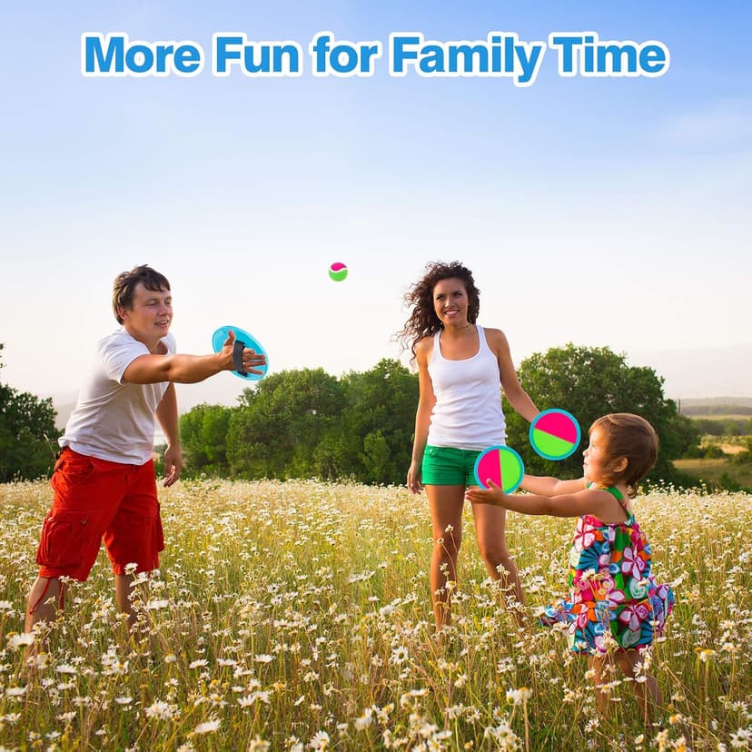 Outdoor Games, Toss and Ball Set with 6 Paddles and 3 Balls, Perfect Yard Games Outdoor Toys Games for Kids Ages 4-8 Easter Gifts for Kids/Adults/Family
