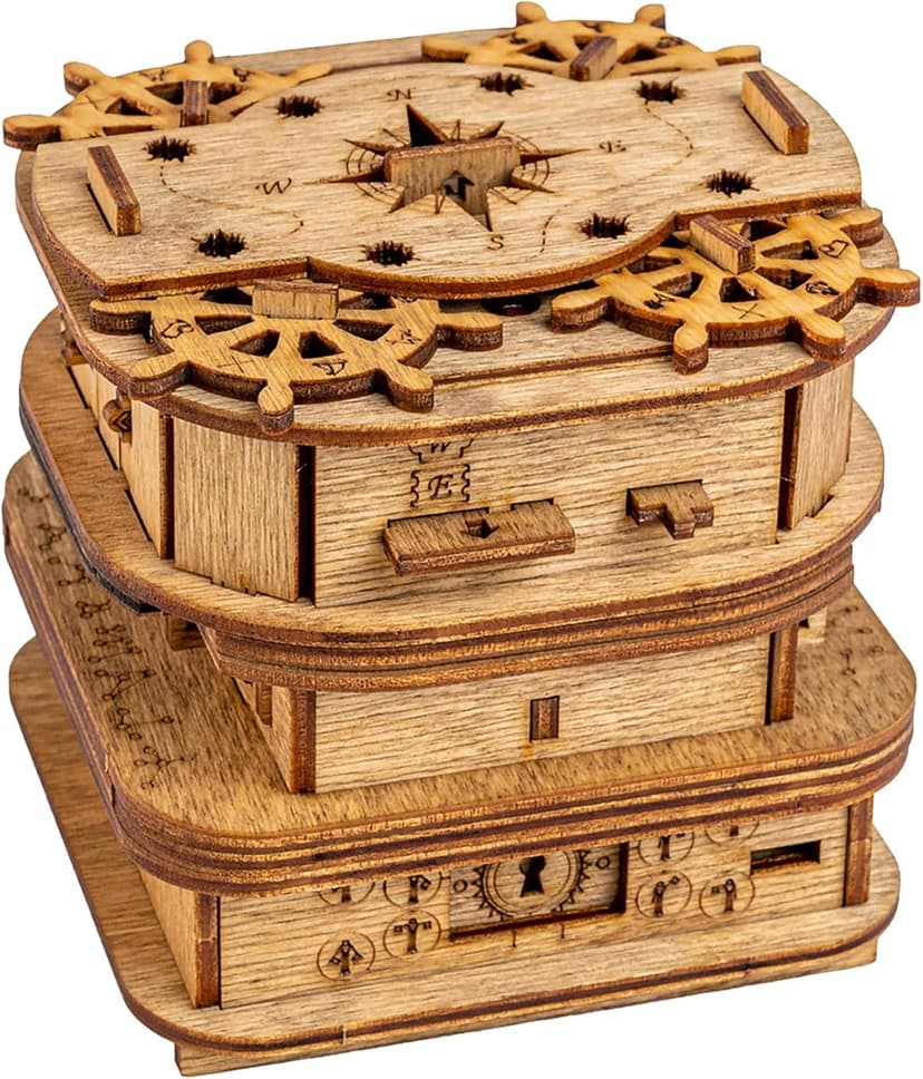 iDventure Cluebox - Davy Jones Locker - Escape Room Game - Puzzle Box - Gift Box - 3D Wooden Puzzle for Adults - Wooden Jigsaw - Brain Teaser - Birthday Gift Gadget for Men - Money Box