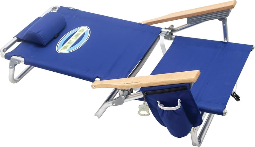 Tommy Bahama 2-Pack 5-Position Classic Lay Flat Backpack Beach Chair with Cooler and Cup Holder, Portable Folding Beach Chair for Tanning, Navy