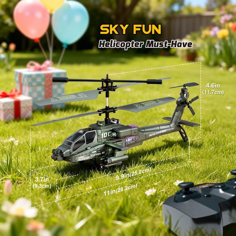 XIKOTEC RC Helicopter, Remote Control Helicopter Toy for Kids, Beginners and Adults with Altitude Hold, Gyro & LED Light, 2 Batteries & USB-C Charging, Gift for Boys Ages 8-12 (Green)