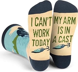 Lavley Can’t Today My Arm Is In A Cast Socks - Funny Fishing Socks for Men - Hilarious Gift for Anglers and Outdoorsmen - One Size Fits Most