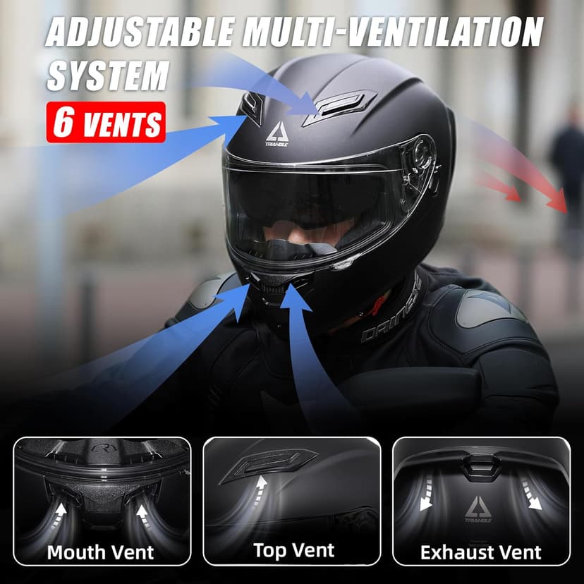 TRIANGLE Motorcycle Helmets Full face Helmet for Adults Men and Women Dual Visor with Internal Sunshield DOT Approved