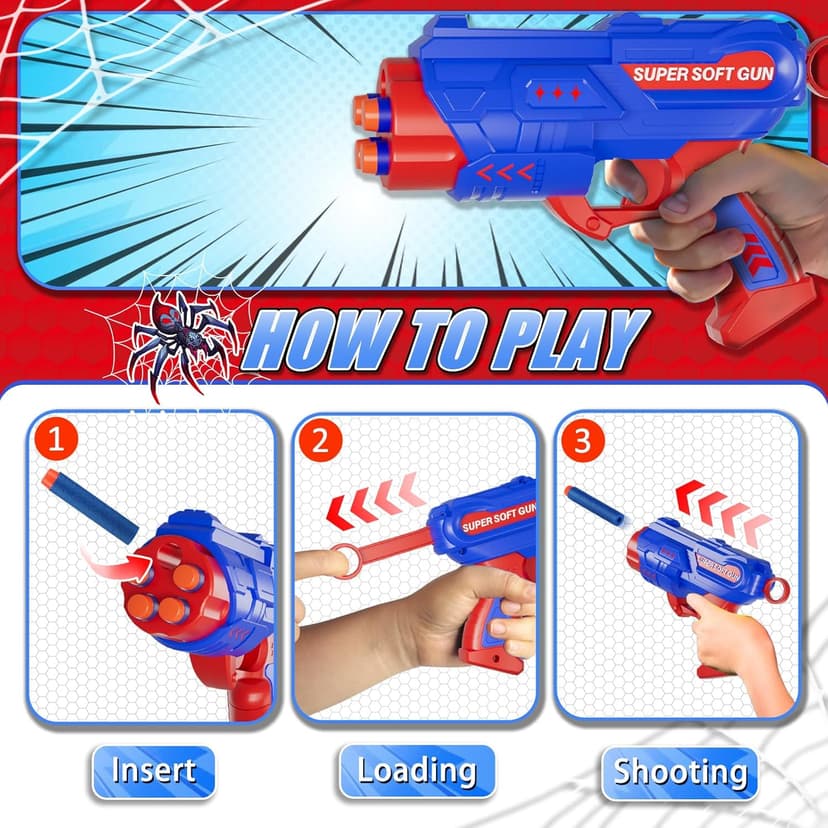 Shooting Games Toys for Nerf Gun Party, Shooting Targets with 2 Toy Guns 40 Foam Darts Kids Outdoor Indoor Toys for Birthday Easter Xmas Gifts for 4 5 6 7 8 9 10+ Year Old Boys Kids