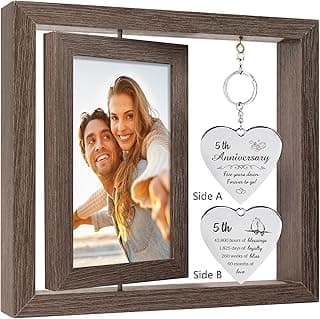5 Year Aniversario Gift for Her 5yr Anniversary Picture Frame Wood Gifts for 5th Anniversary Wedding Photo Frames Gift for Wife 5 Year Anniversary Decorations for Couple Wedding Anniversary