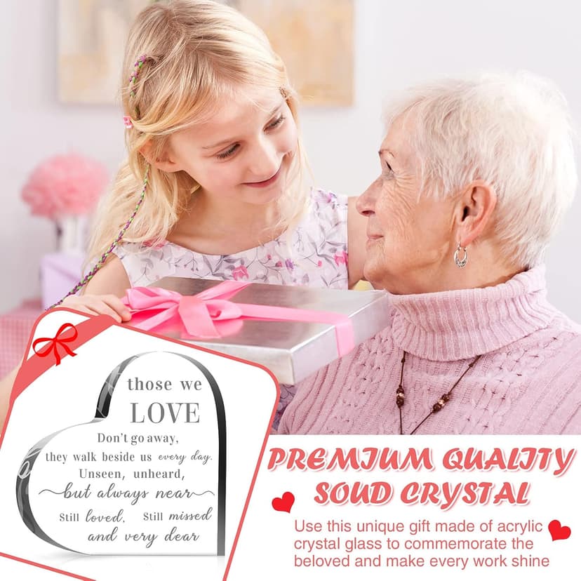 Jetec Bereavement Gift Acrylic Heart Sympathy Memorial Condolence Gift for Loss of Loved One Remember Me Grieving Present for Remembrance Table Decor(6 x 6 x 0.6 Inch)