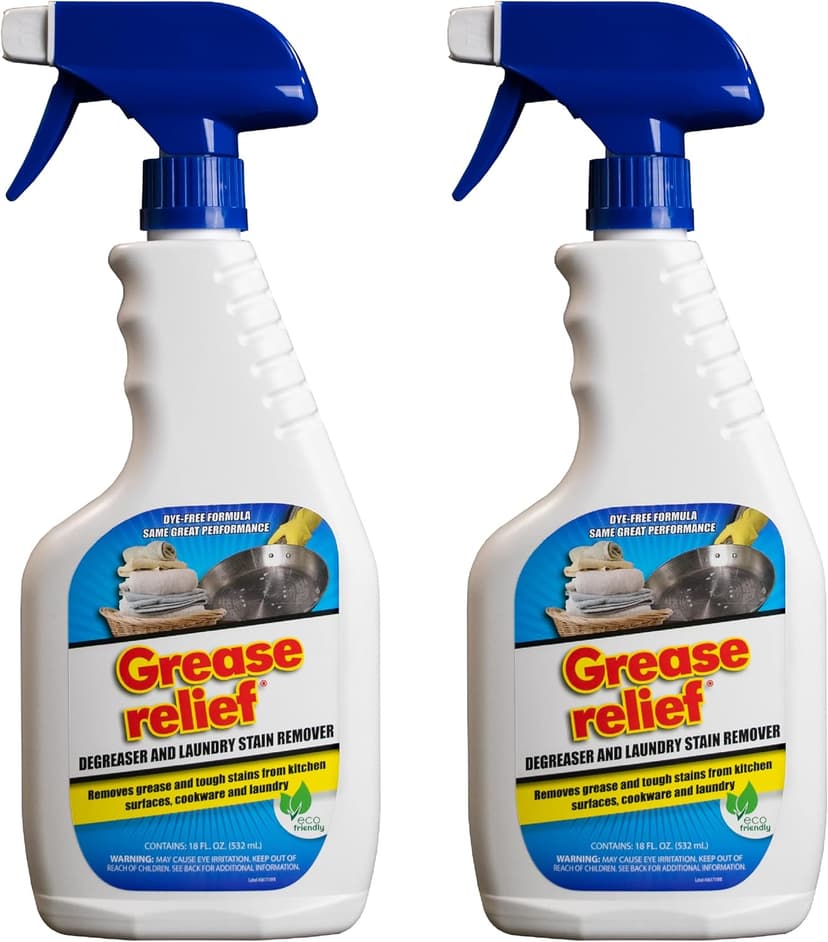 Grease relief Degreaser and Laundry Stain Remover - Heavy Duty Kitchen Cleaner Spray/All Purpose Degreaser for Stove Top, Oven, Grill, Car, Soil & Cloth Stains (2 Pack) (524919)