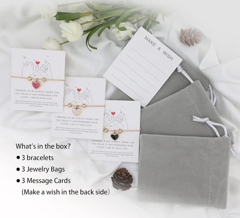 SmileBelle Christmas Gifts Best Friendship Bracelets for 2/3 Sisters Bracelets, Best Friend for Women 14K Gold Adjustable Besties Matching Bracelet, Friends Jewelry Stocking Stuffer for Women Girl