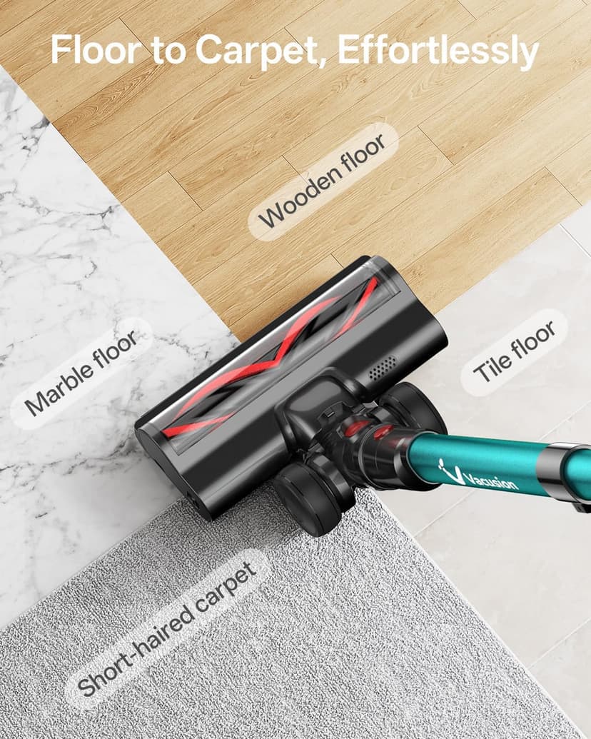 Cordless Vacuum Cleaner, 650W 55KPa 60Mins Vacuum Cleaners for Home, 8-in-1 Stick Vacuum with Charging Dock Station, Powerful Suction, Rechargeable, Versatile for Carpet, Hard Floor, Pet Hair