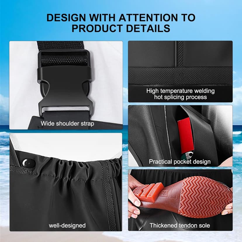 YAOYAO LAND Fishing Waders with Boots for Men Waterproof Wader PVC Waterproof Wader Ideal for Fly Fishing