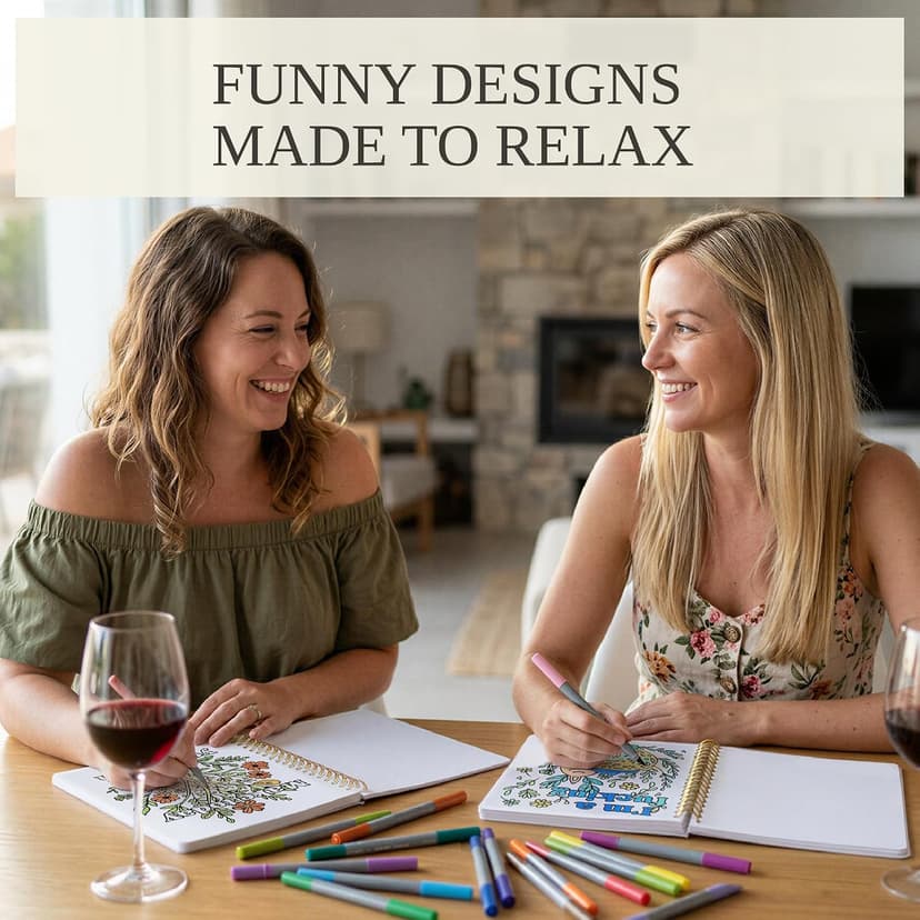 Funny Coloring Books with a Lot of Laughs - The Perfect Stress Relieving Gift for Women and Friends Beautiful Coloring Book Set of 2 for Adult Relaxation with Floral Designs B0DNK9H45K