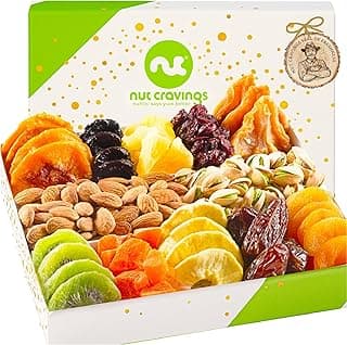 in White Gold Box Food Arrangement, Healthy Snack Care Package, Kosher NUT CRAVINGS - Dried Fruit & Mixed Nuts Gift Basket (12 Assortments) B07K8RCCB9