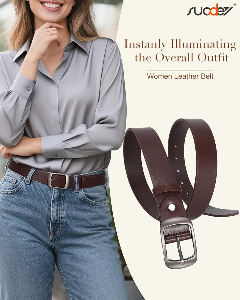 SUOSDEY Women Belts For Jeans Dresses Pants Ladies Leather Waist Belt with Elegant Buckle, Width 1.3"