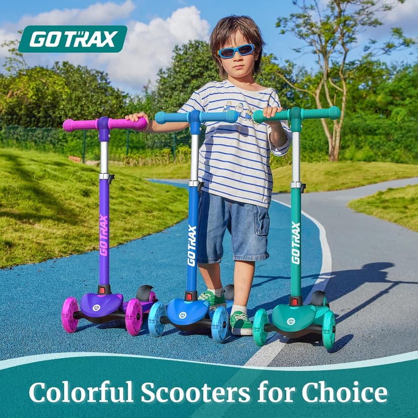 LED Light-Up Wheels, 3 Adjustable Handlebar, Easy Assembly, Lightweight, Wide Anti-Slip Deck, Lean to Steer, Max Load 110 lbs Gotrax KS1 Kids Kick Scooter, 3 Wheels for Boys & Girls 2-8, Gifts B0CCYMV1T1