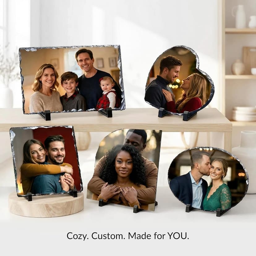 Customized Photo on Natural Slate Stone — an Anniversary or Birthday Keepsake Gift for Women, Mom, Wife, Her, Dad or Family. ArtPix Personalized Slate Picture Frame - Custom Photo Gift Anniversary B0DNKR7K1S