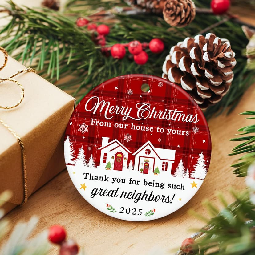 ZAGKOO Neighbor Christmas Ornaments 2025 - Best Christmas Neighbors Gift Ideas, Great Gifts for Next Door Neighbor - Friendship Gifts for Neighbors, Women, Men - Ceramic Keepsake 2025