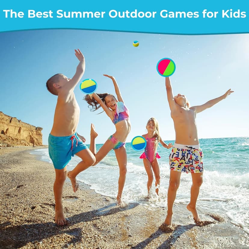 Outdoor Games, Toss and Ball Set with 6 Paddles and 3 Balls, Perfect Yard Games Outdoor Toys Games for Kids Ages 4-8 Easter Gifts for Kids/Adults/Family