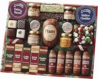 The Swiss Colony 25 Holiday Favorites – Summer Sausage Meats and Cheeses, Assorted Chocolates, and Spreadables, Sweet and Savory Treats, Gift for Holidays, Christmas, or Birthdays, Food Gift Box