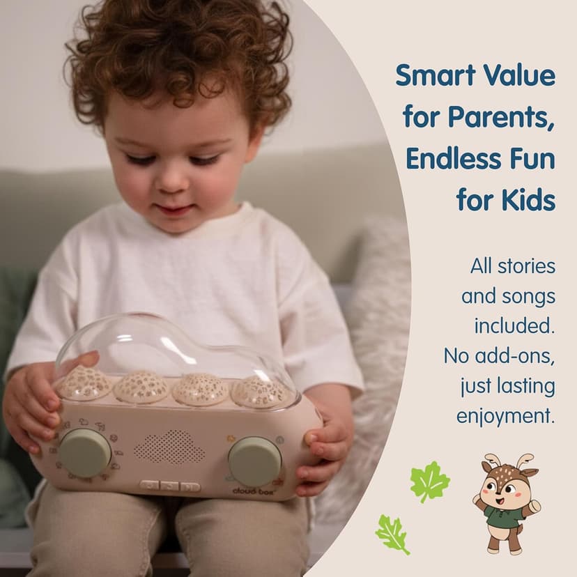 Cloudb Cloudbox Storytime Audio Story Books Toy Gift for Toddlers Kids Girls Boys | English/Spanish Voice Record Storyteller | 36 Stories, 8 Melodies, Star Projector Night Light White Noise Dreambox