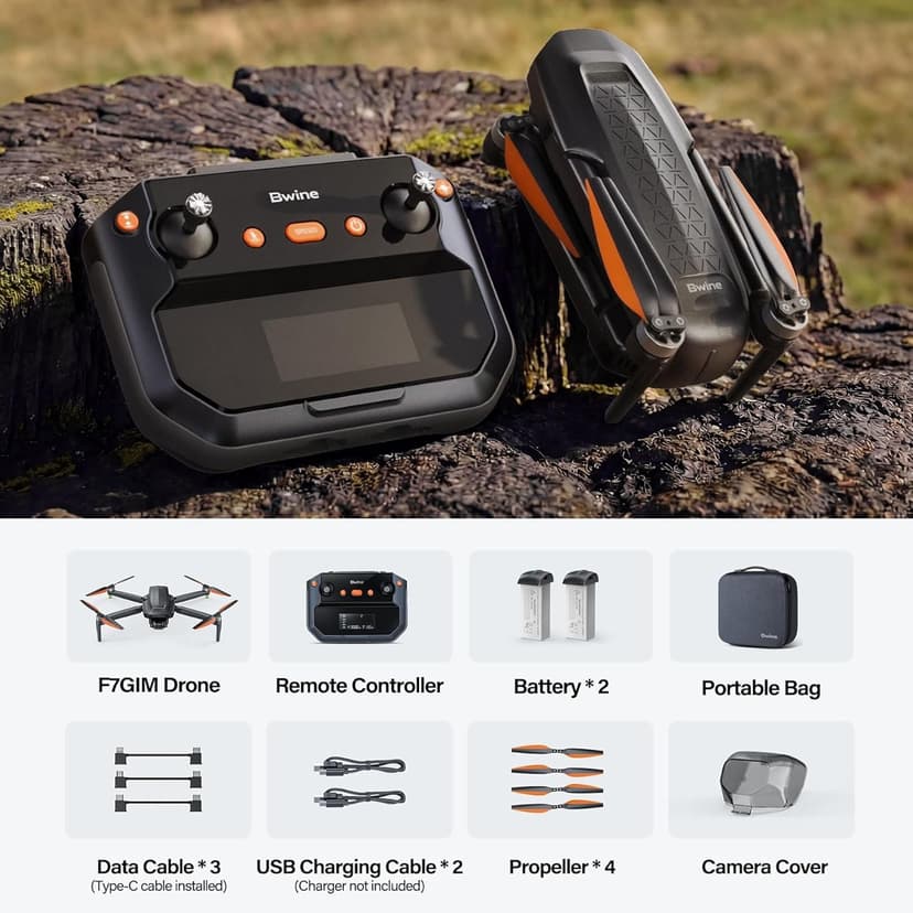 Bwine F7GIM 6K Photo Drone with Camera for Adults, 3-Axis Brushless Gimbal, 4K/30fps Video, GPS Smart Control, Plus 70Mins Flight Time, 10000Ft FPV Digital Transmission and TOF Safety Support