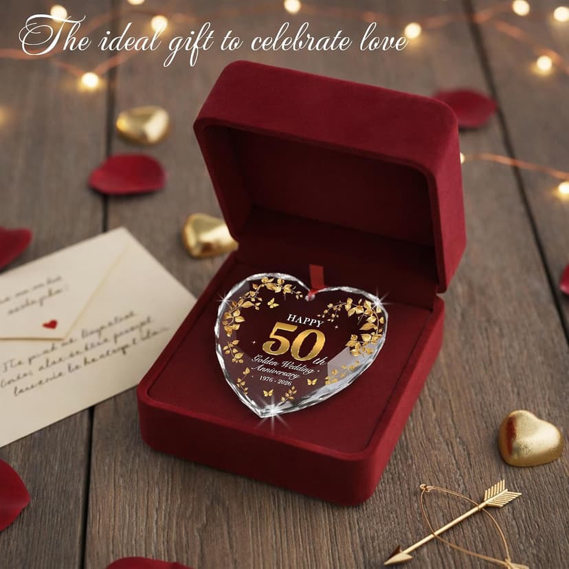 50th Wedding Anniversary Ornament 1976-2026, 50th Anniversary Marriage Gifts for Parents, 50 Year Anniversary Marriage Gifts for Couple, Golden Wedding Decorations, Golden Wedding Gift B0G8JPJD6V