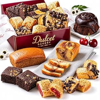 Dulcet Gift Basket - Beautiful Designed Box with Magnetic Closing Clasp - Gift Basket with Freshly Baked Gourmet Goods Each Individually Wrapped - Personalized Notes Included.