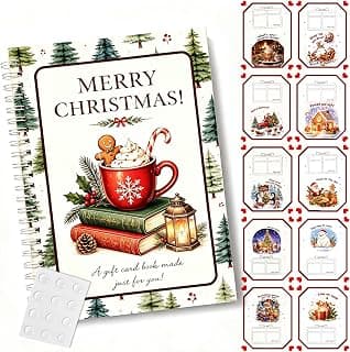10 Page Spiral Gift Card Book,Xmas Gift Card Holder with 12 Self‑Adhesive Dots,DIY Stocking Stuffers for Women Men Kids Christmas Gift Card Book,Merry Christmas Gift Card Booklet for Adults Teens B0HDZMJ97N