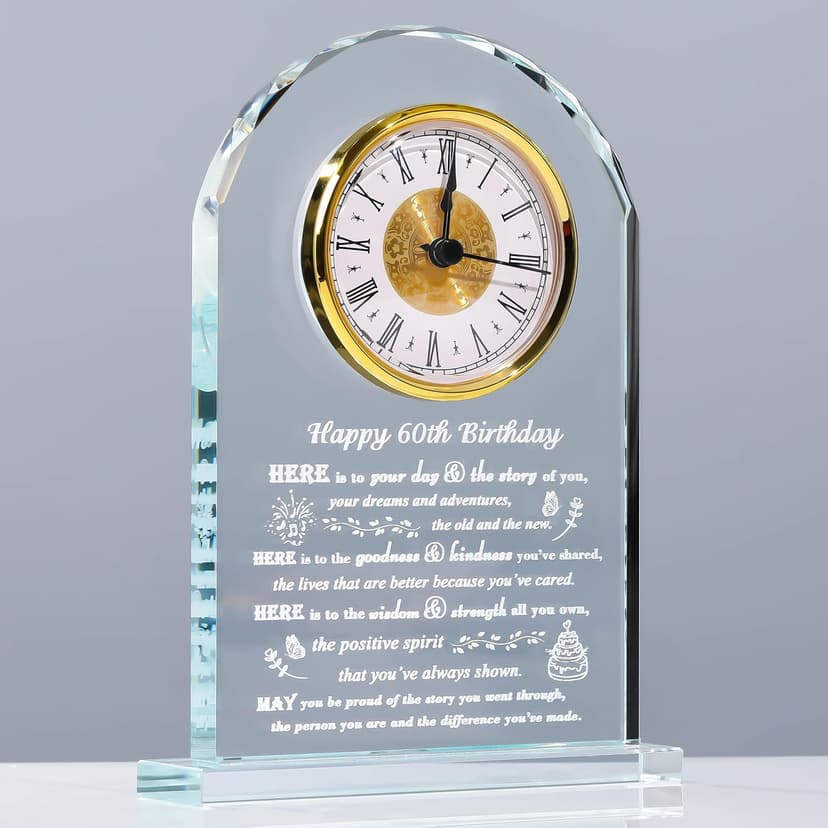 Movdyka 60th Birthday Gifts for Women Men - Crystal Clock Gifts Personalized 1964 60 Year Old Birthday Present for Her Him - Happy 60th Birthday Gifts Ideas for Mom Dad Unique
